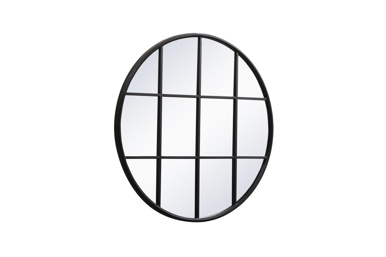 ELEGANT DECOR MR633636BK Metal windowpane mirror 36 inch in in x 36 inch in in Black