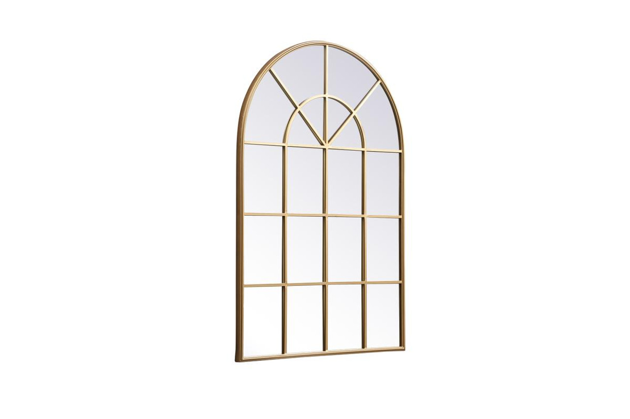 ELEGANT DECOR MR613653BR Metal windowpane mirror 36 inch in in x 53 inch in in Brass