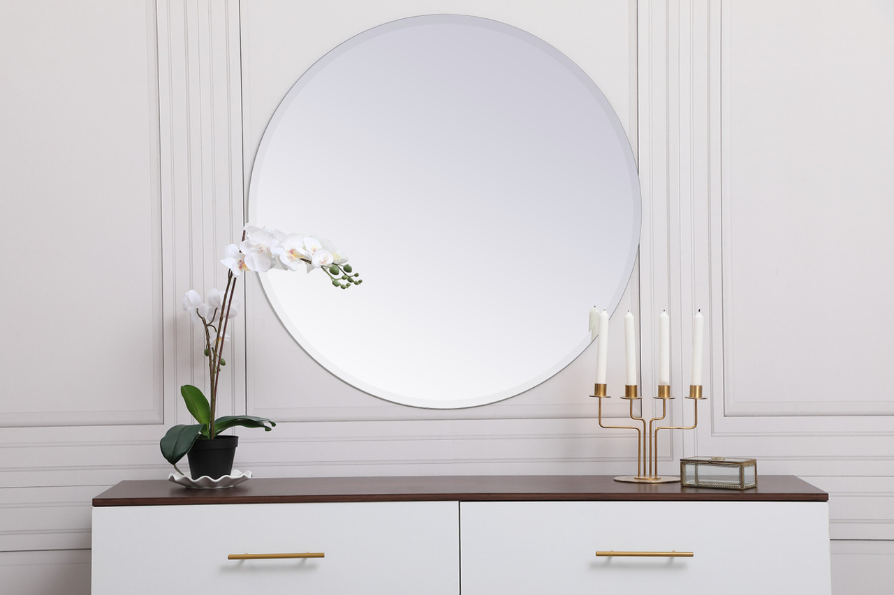 Elegant Decor MR401936 Gracin Round Mirror 36 inch in Clear