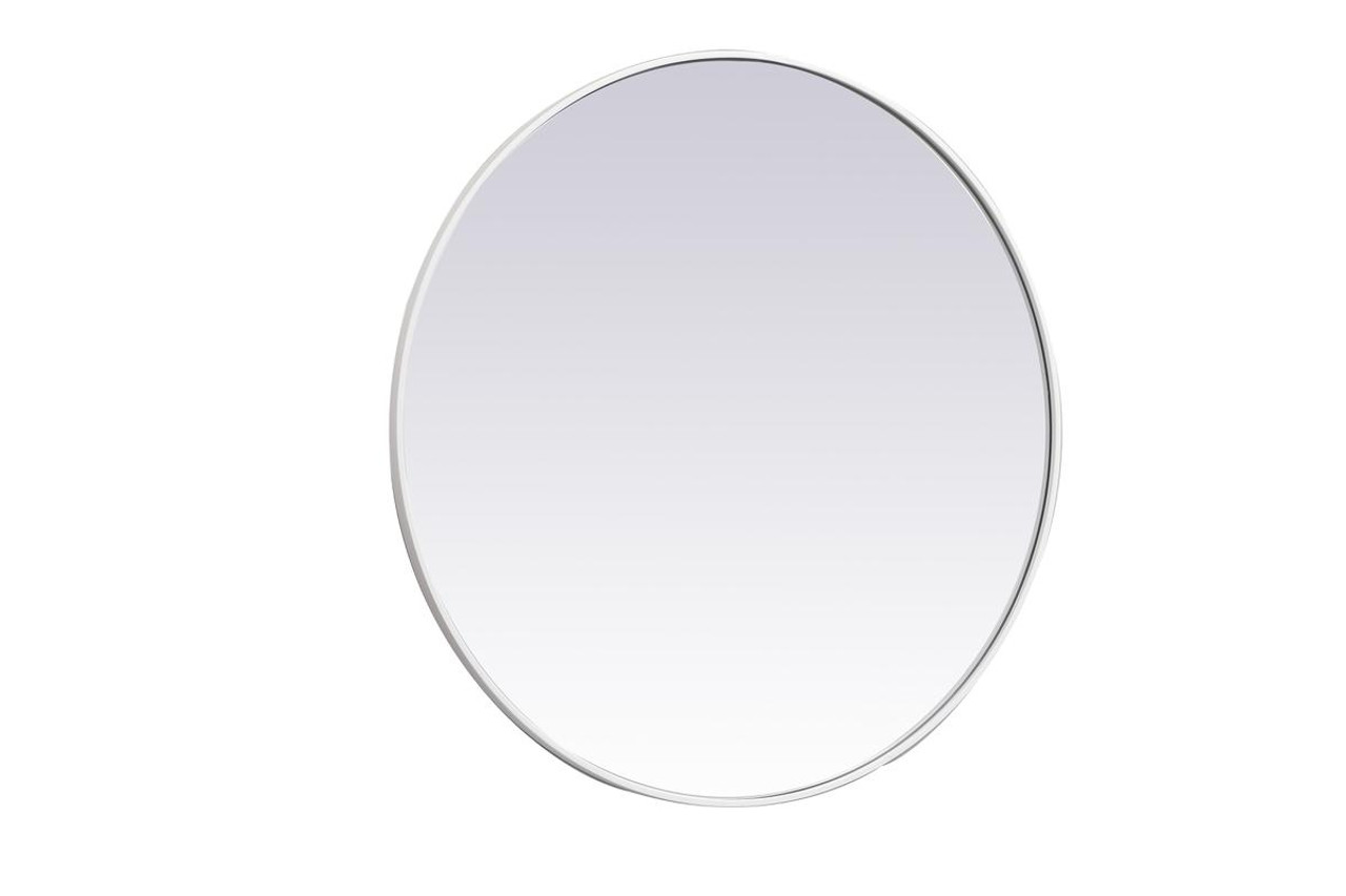 Elegant Decor MR4839WH Metal frame round mirror 39 inch in White