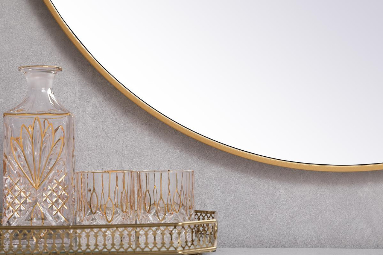 Elegant Decor MR4839BR Metal frame round mirror 39 inch in Brass