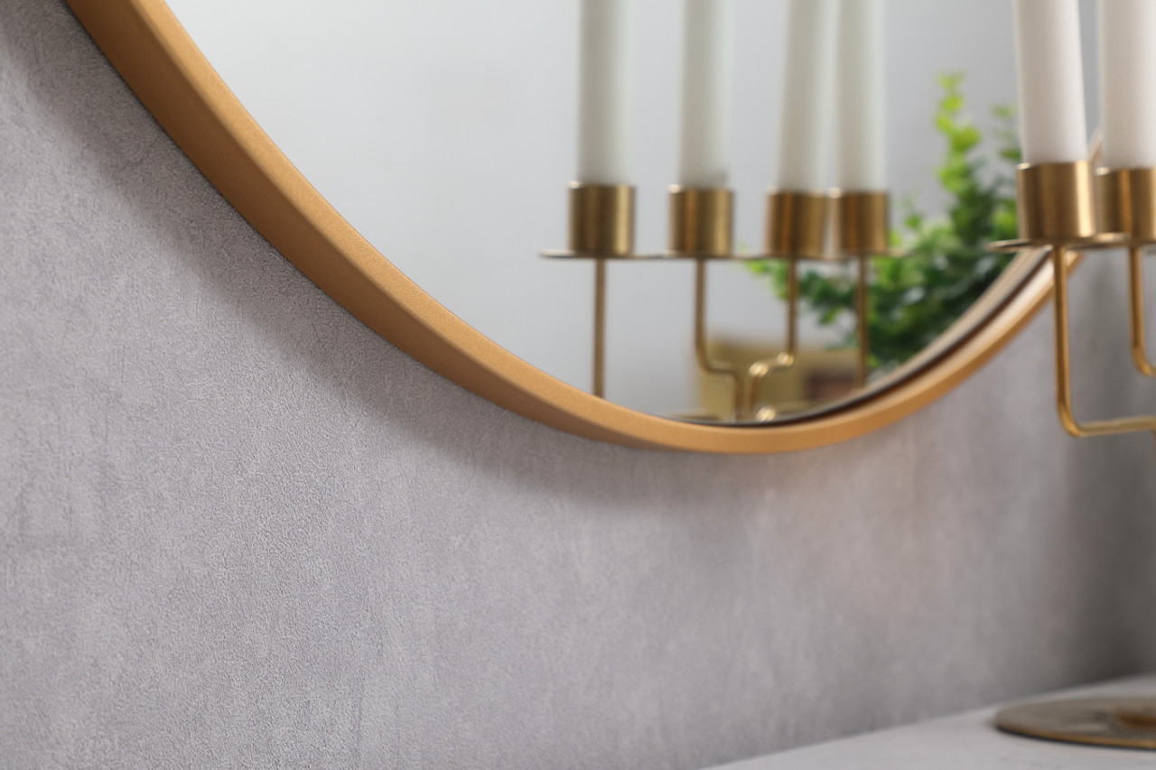 Elegant Decor MR4839BR Metal frame round mirror 39 inch in Brass