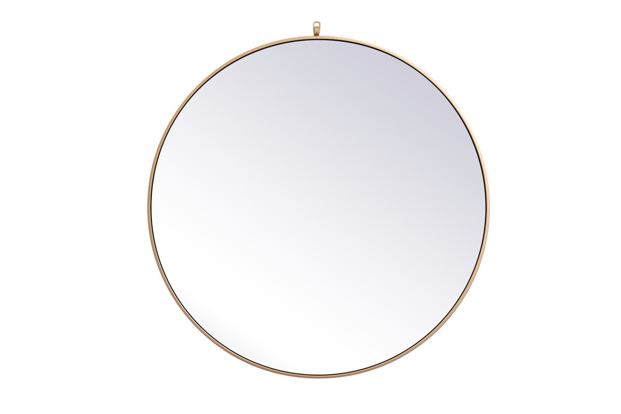 Elegant Decor MR4739BR Metal frame round mirror with decorative hook 39 inch in Brass