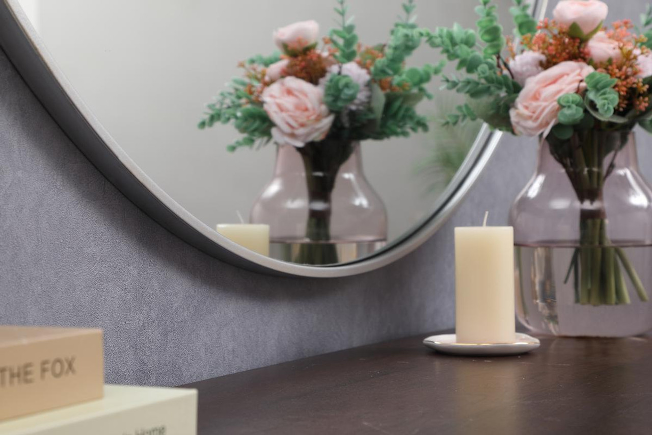 Elegant Decor MR4745S Metal frame round mirror with decorative hook 45 inch in silver
