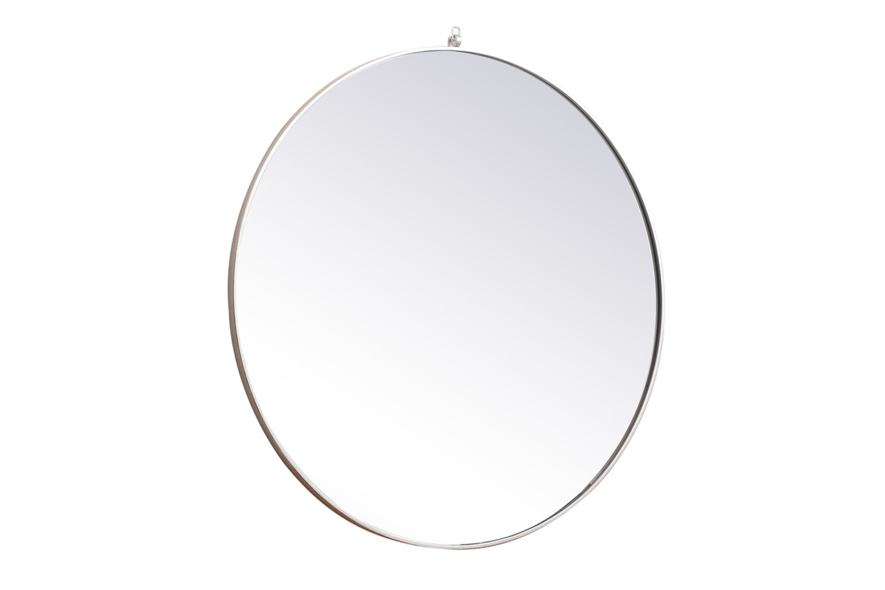 Elegant Decor MR4745S Metal frame round mirror with decorative hook 45 inch in silver