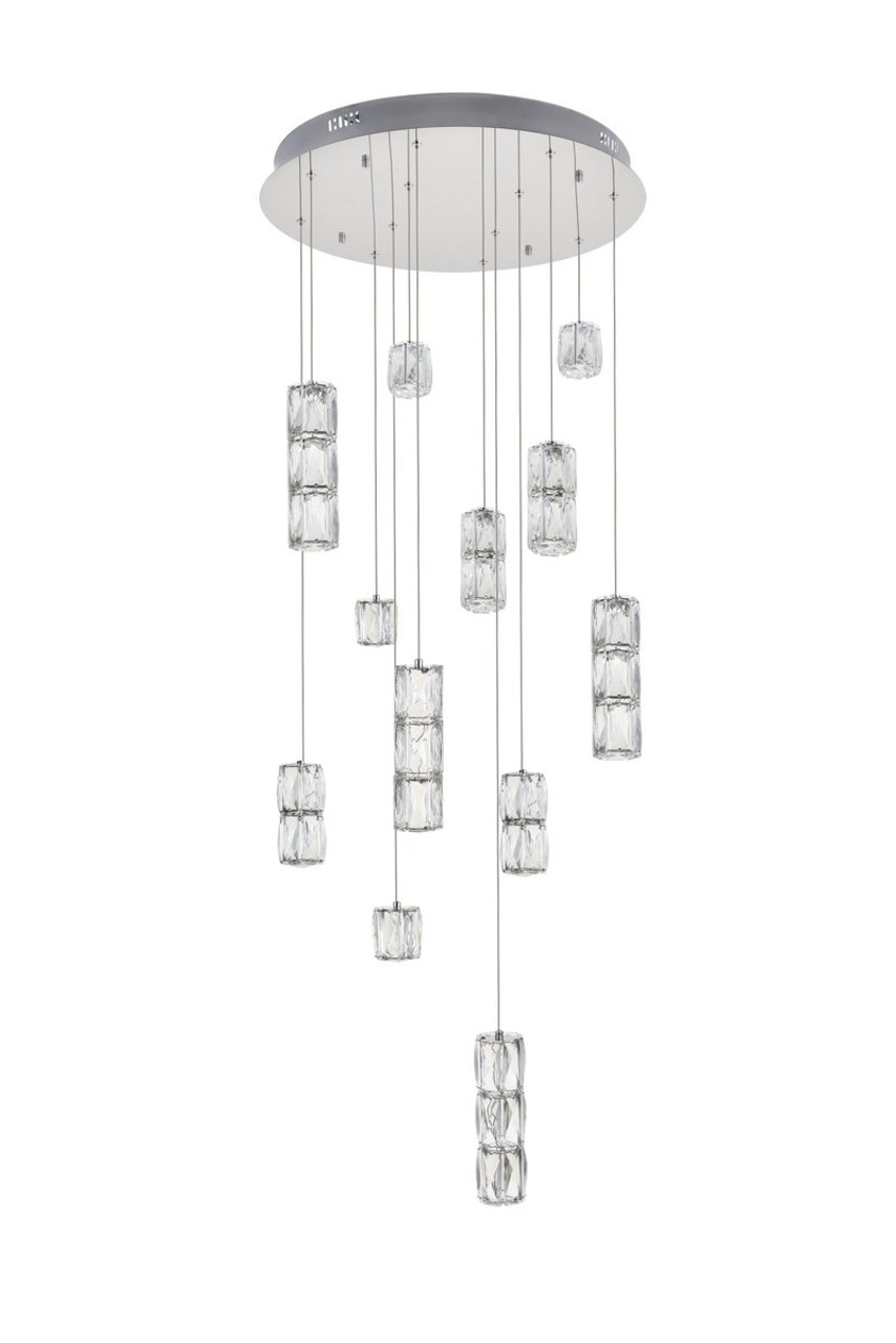 Elegant Lighting 3500D24C Polaris LED light Chrome Pendant Clear Crystal