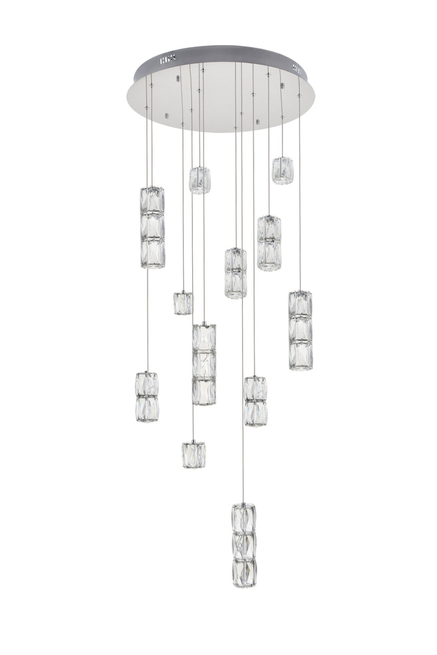 Elegant Lighting 3500D24C Polaris LED light Chrome Pendant Clear Crystal