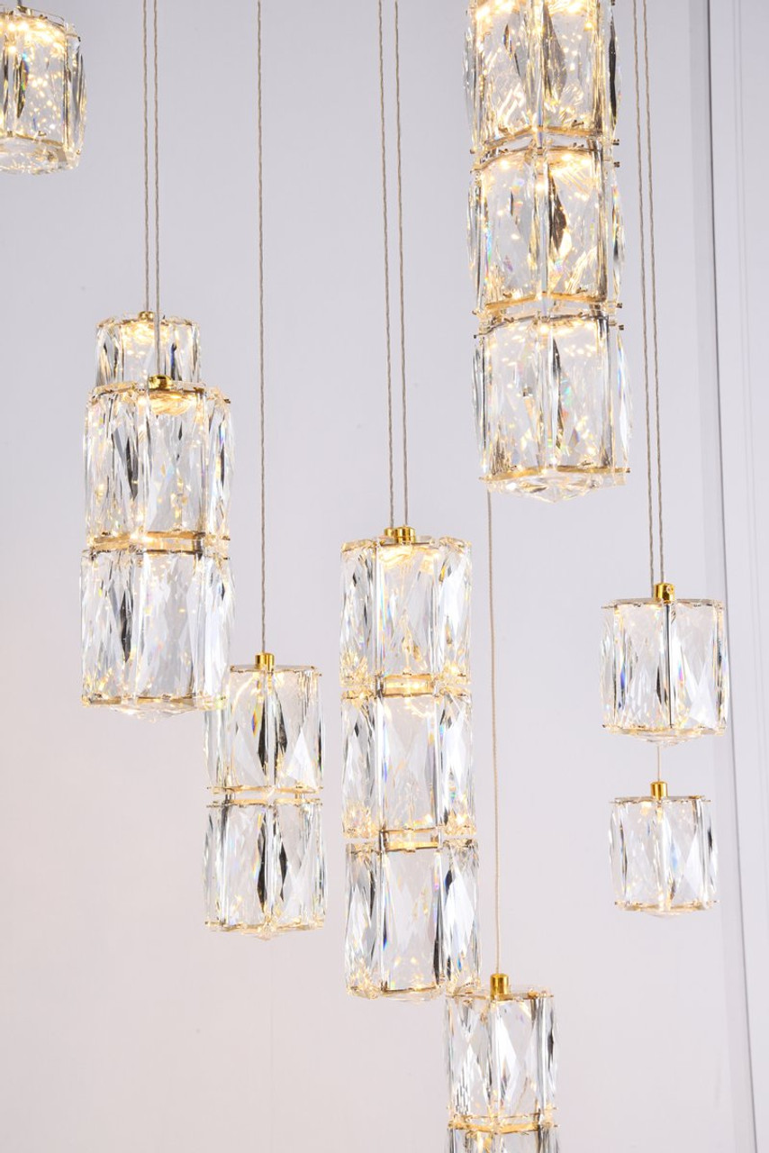 Elegant Lighting 3500D24G Polaris LED light Gold Pendant Clear Crystal