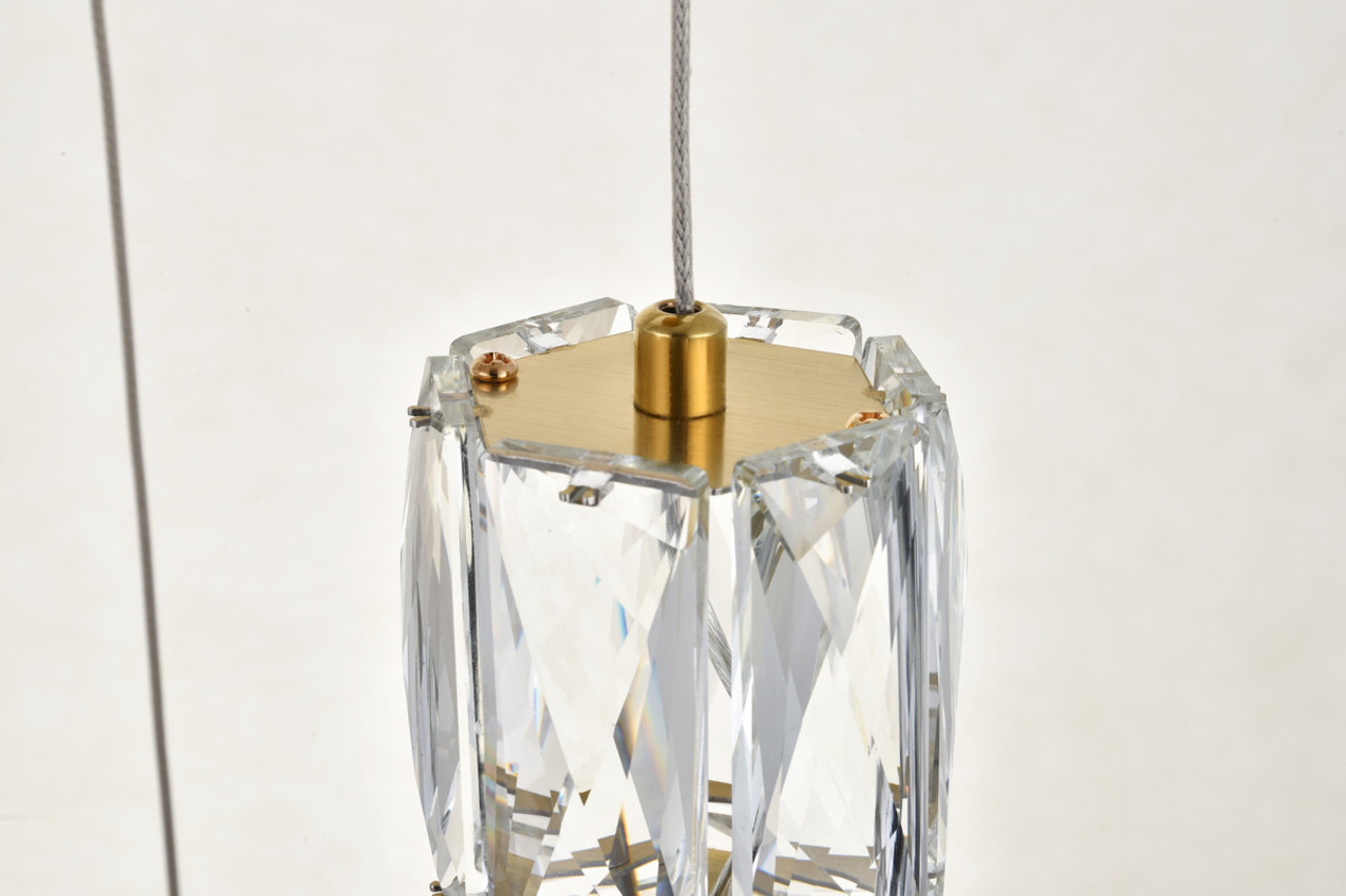 Elegant Lighting 3500D3RG Polaris LED light Gold Pendant Clear Crystal