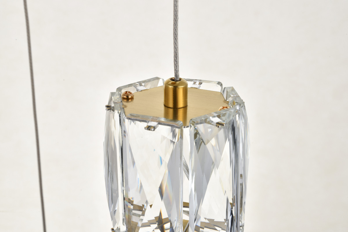 Elegant Lighting 3500D5RG Polaris LED light Gold Pendant Clear Crystal