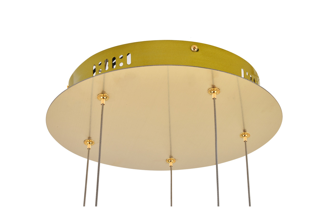 Elegant Lighting 3500D5RG Polaris LED light Gold Pendant Clear Crystal