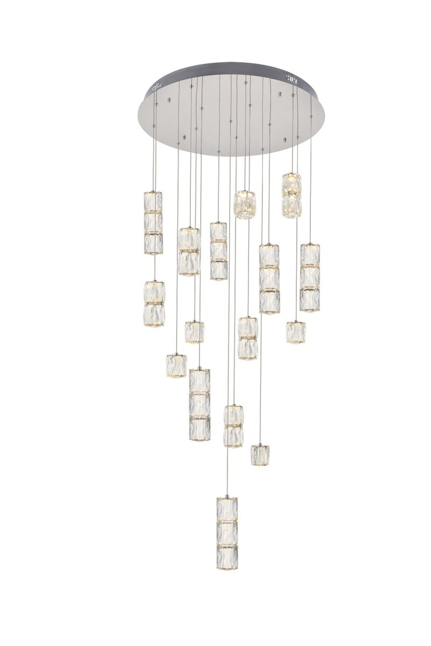 Elegant Lighting 3500D28C Polaris LED light Chrome Pendant Clear Crystal
