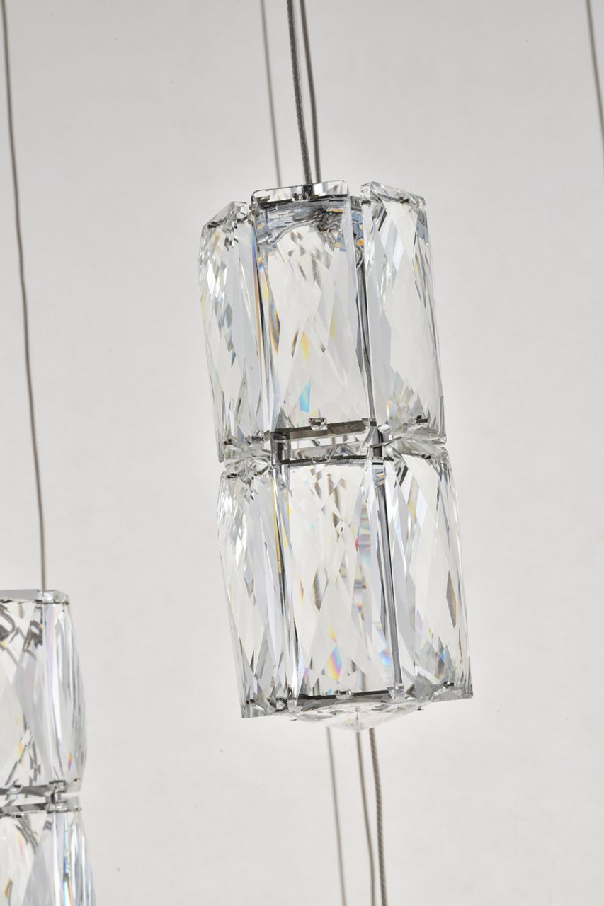 Elegant Lighting 3500D28C Polaris LED light Chrome Pendant Clear Crystal