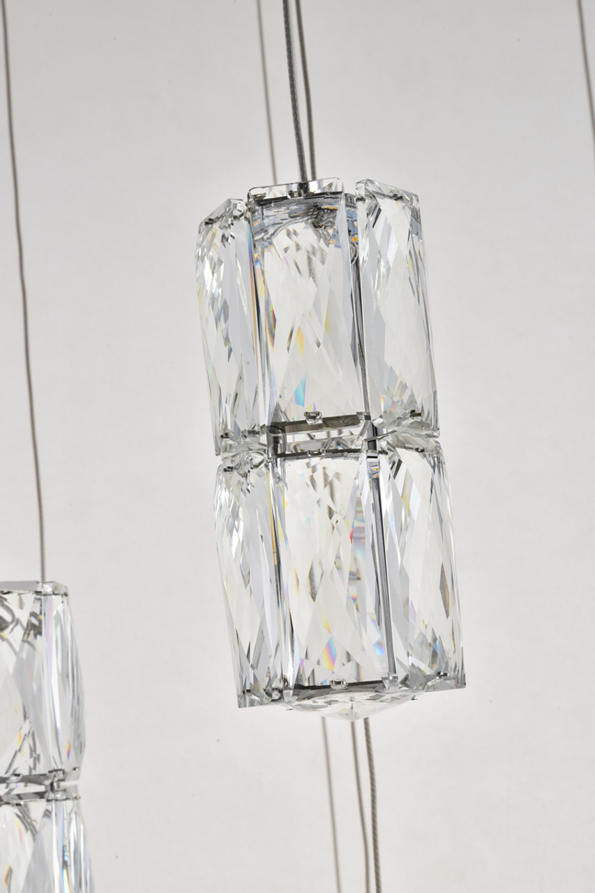 Elegant Lighting 3500D28C Polaris LED light Chrome Pendant Clear Crystal