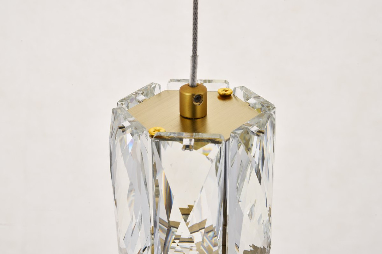 Elegant Lighting 3500D9G Polaris LED light gold Pendant Clear Royal Cut Crystal