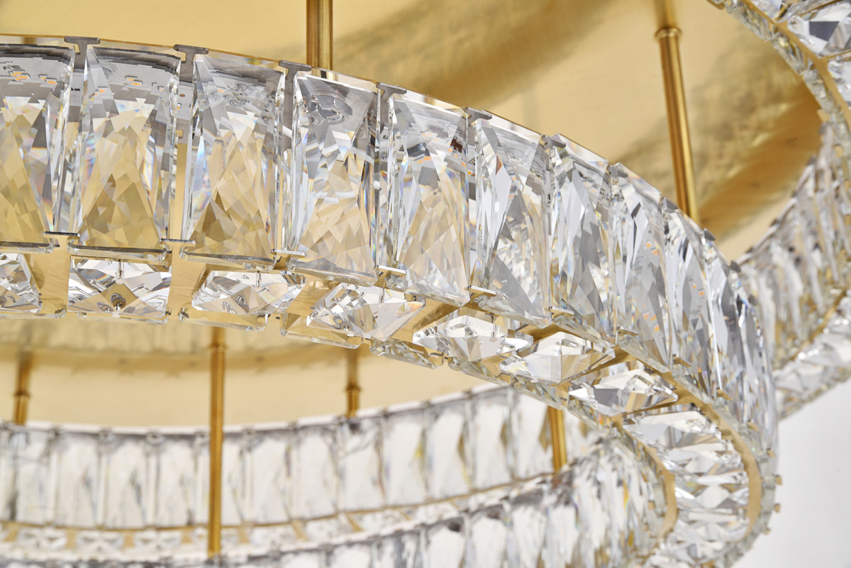 Elegant Lighting 3503F33L2G Monroe LED light Gold Flush Mount Clear Royal Cut Crystal