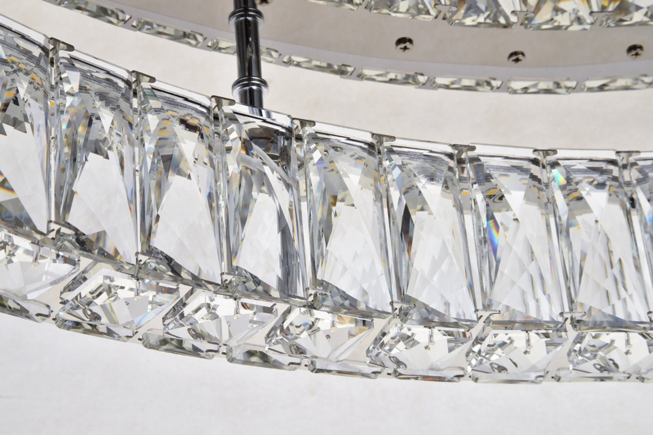 Elegant Lighting 3503F33C Monroe LED light Chrome Flush Mount Clear Royal Cut Crystal