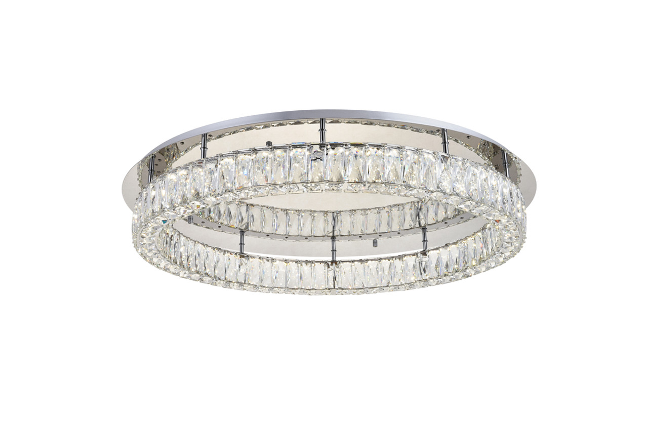 Elegant Lighting 3503F33C Monroe LED light Chrome Flush Mount Clear Royal Cut Crystal