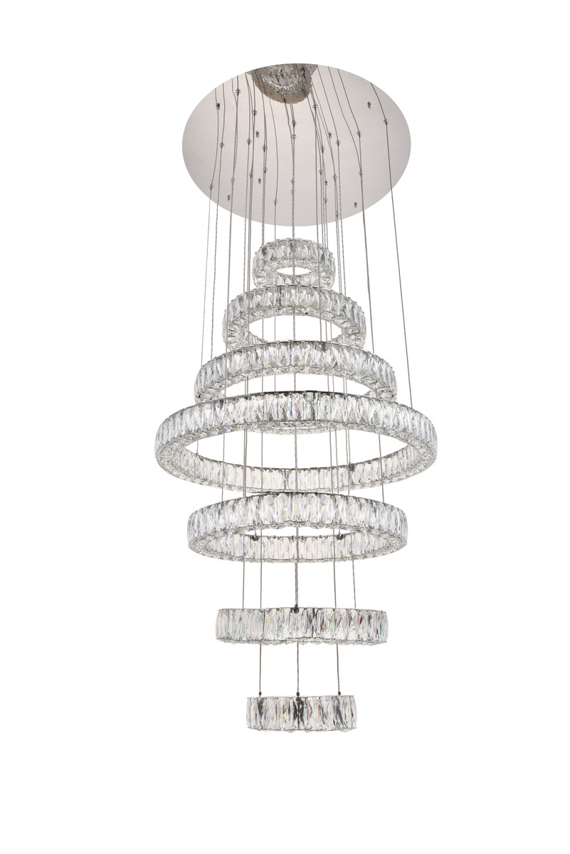 Elegant Lighting 3503G34C Monroe Integrated LED chip light Chrome Chandelier Clear Royal Cut Crystal