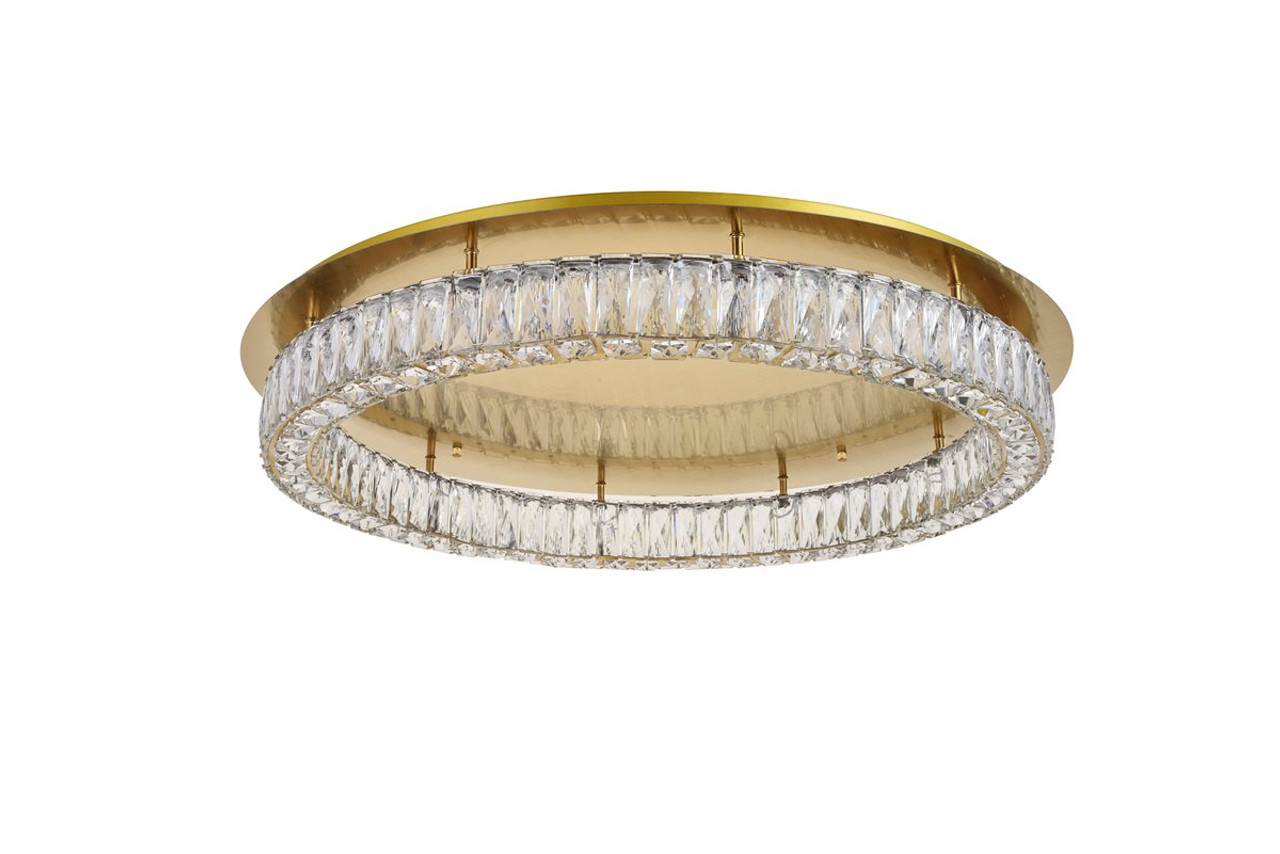 Elegant Lighting 3503F33G Monroe LED light Gold Flush Mount Clear Royal Cut Crystal