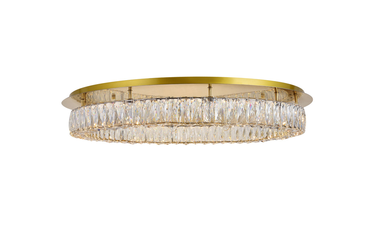 Elegant Lighting 3503F33G Monroe LED light Gold Flush Mount Clear Royal Cut Crystal