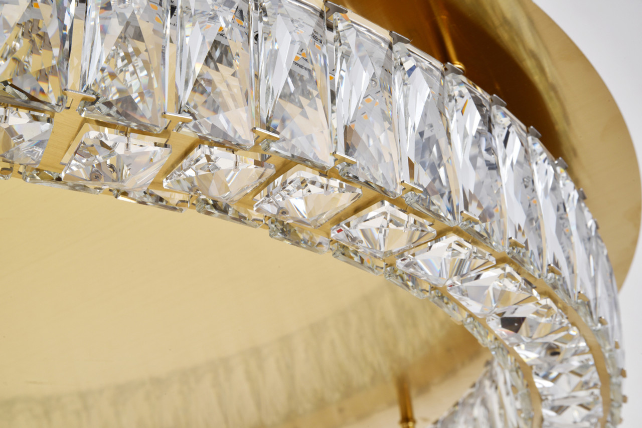 Elegant Lighting 3503F33G Monroe LED light Gold Flush Mount Clear Royal Cut Crystal