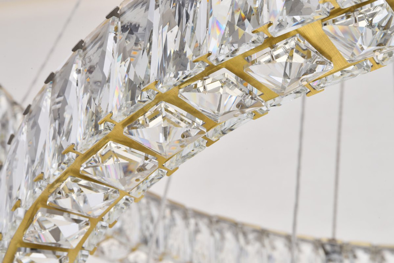 Elegant Lighting 3503G41G Monroe Integrated LED chip light Gold Chandelier Clear Royal Cut Crystal