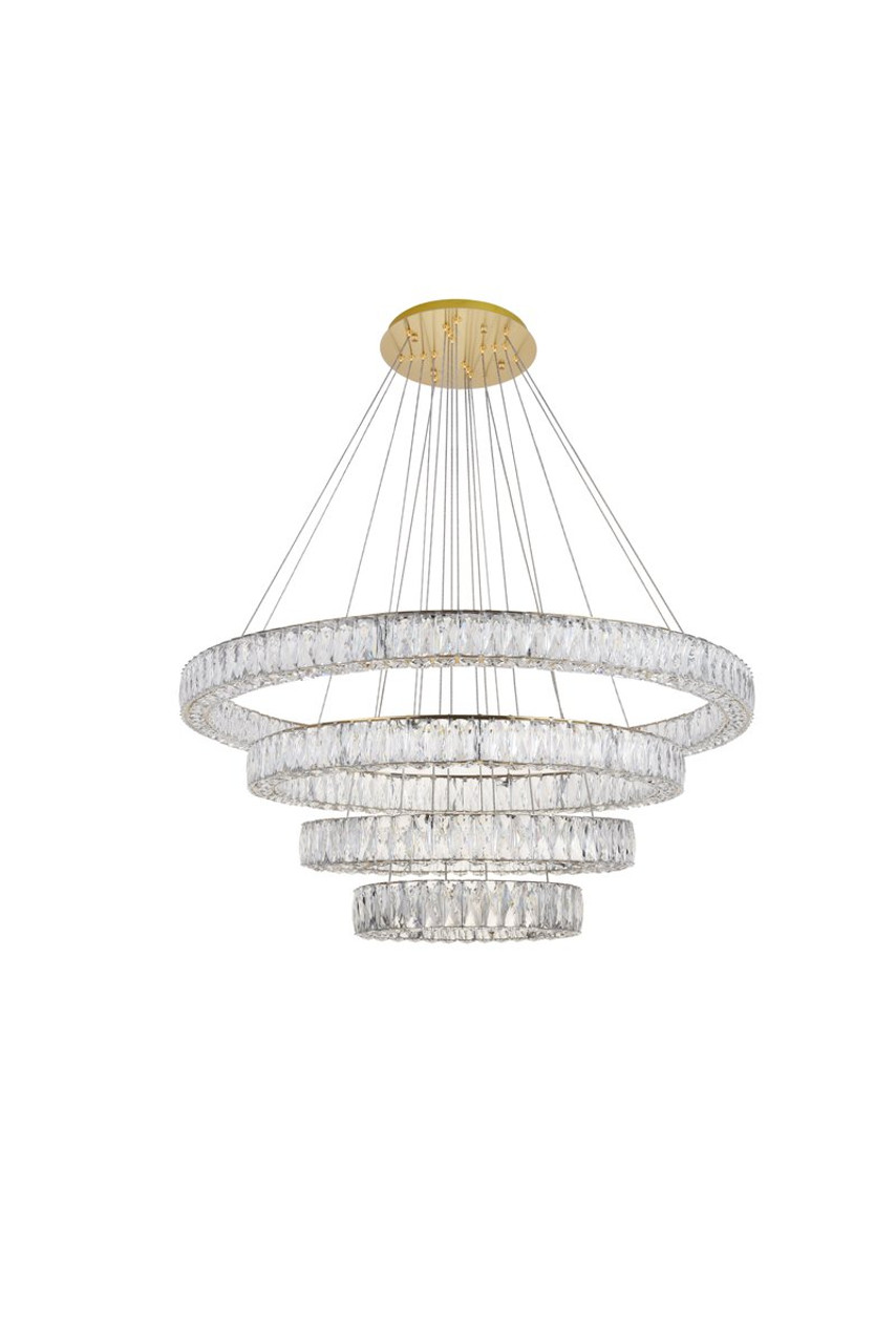 Elegant Lighting 3503G41G Monroe Integrated LED chip light Gold Chandelier Clear Royal Cut Crystal