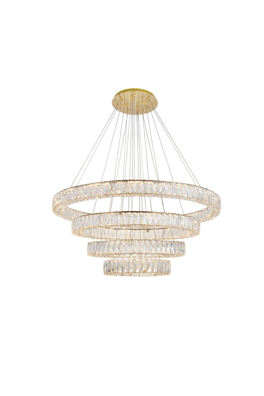 Elegant Lighting 3503G41G Monroe Integrated LED chip light Gold Chandelier Clear Royal Cut Crystal