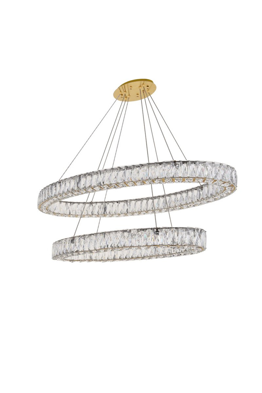 Elegant Lighting 3503D40G Monroe Integrated LED light Gold Chandelier Clear Royal Cut Crystal