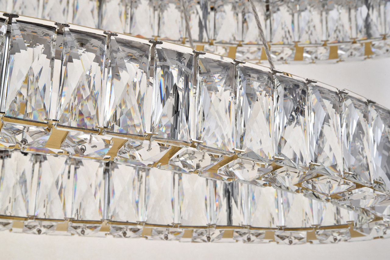 Elegant Lighting 3503D40G Monroe Integrated LED light Gold Chandelier Clear Royal Cut Crystal