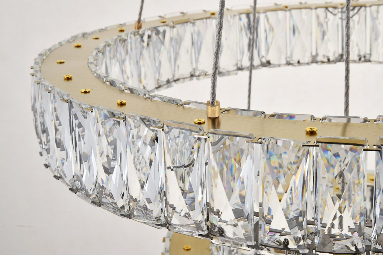 Elegant Lighting 3503G24G Monroe Integrated LED chip light gold Chandelier Clear Royal Cut Crystal