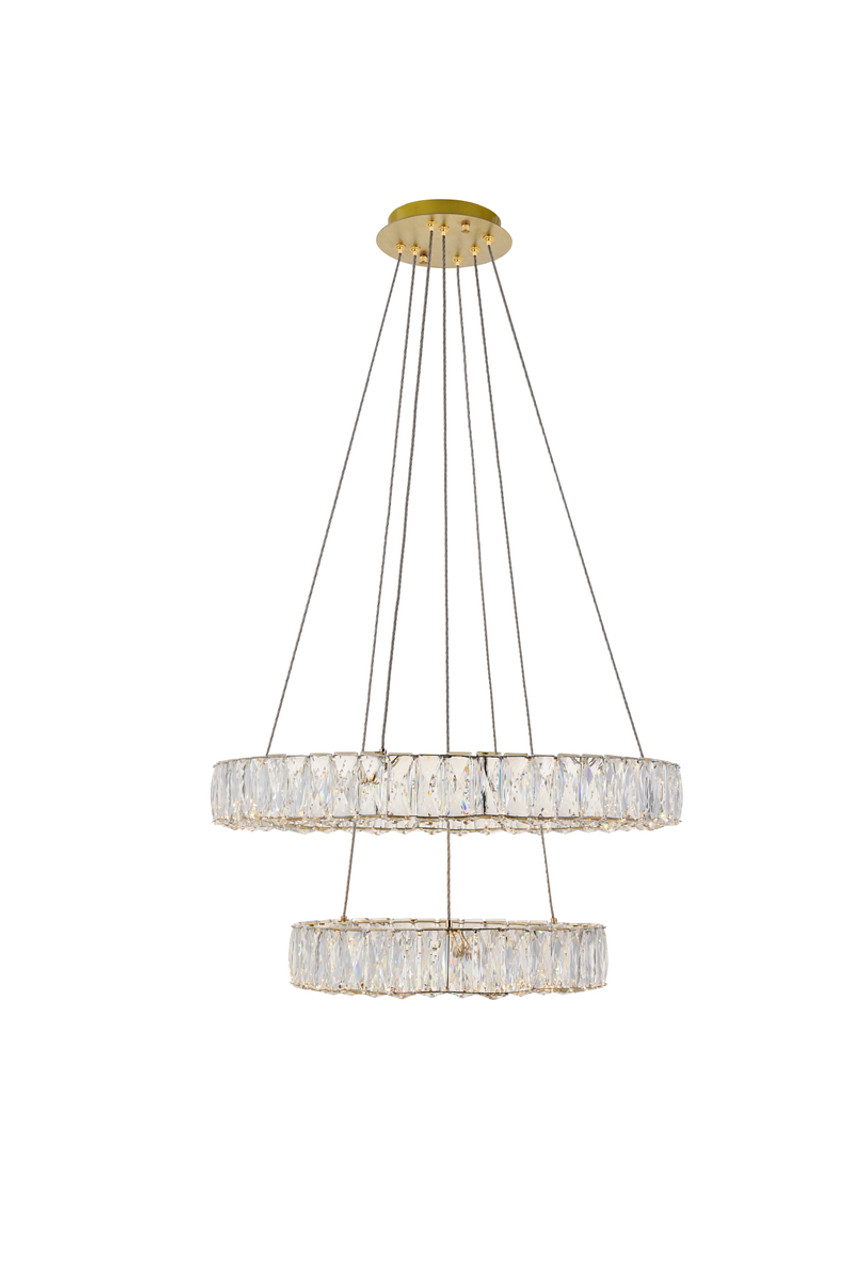 Elegant Lighting 3503G24G Monroe Integrated LED chip light gold Chandelier Clear Royal Cut Crystal