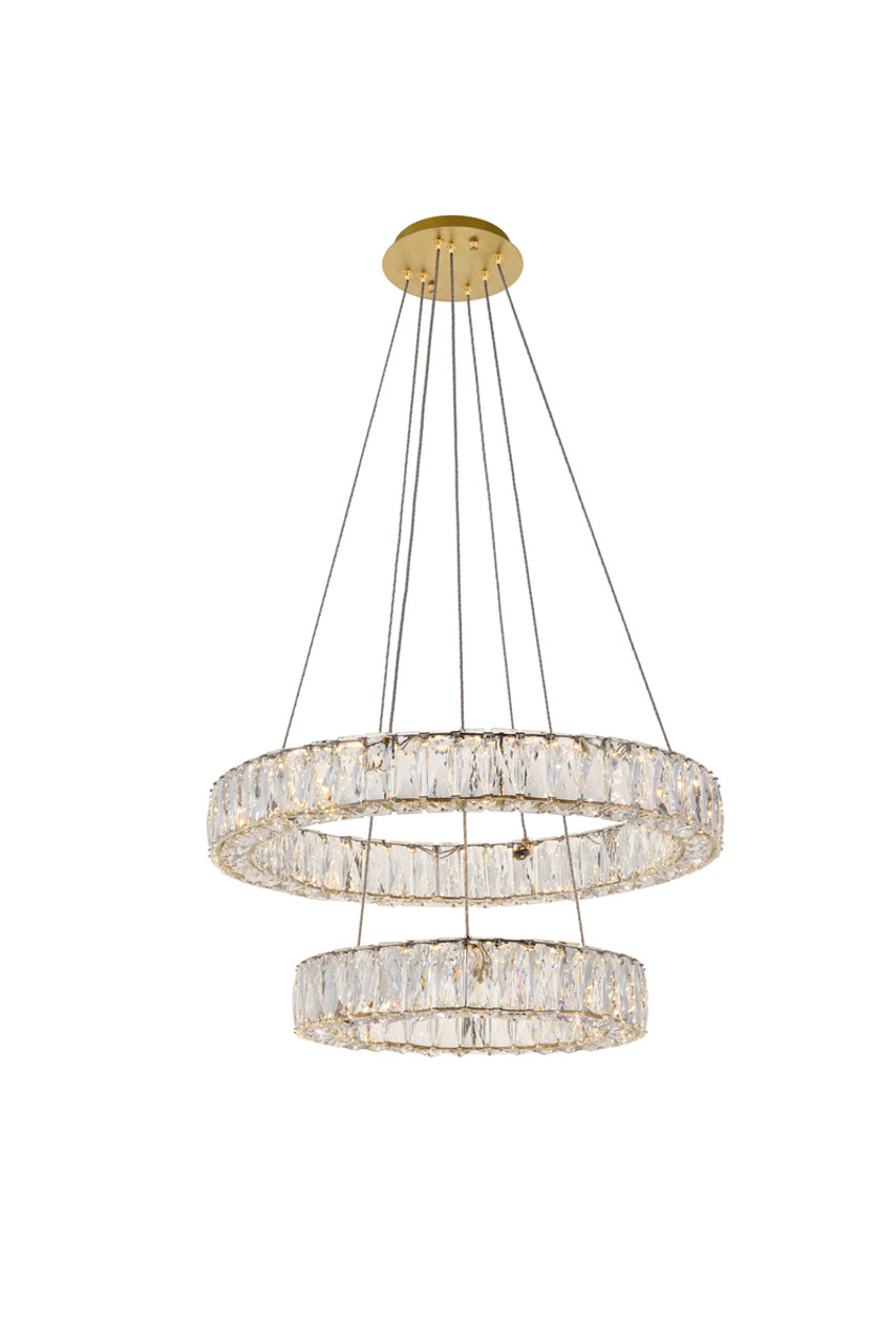 Elegant Lighting 3503G24G Monroe Integrated LED chip light gold Chandelier Clear Royal Cut Crystal