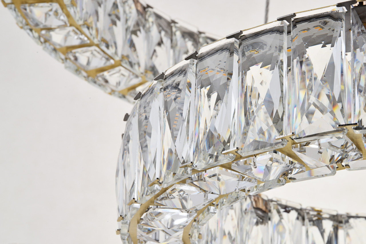 Elegant Lighting 3503G24G Monroe Integrated LED chip light gold Chandelier Clear Royal Cut Crystal