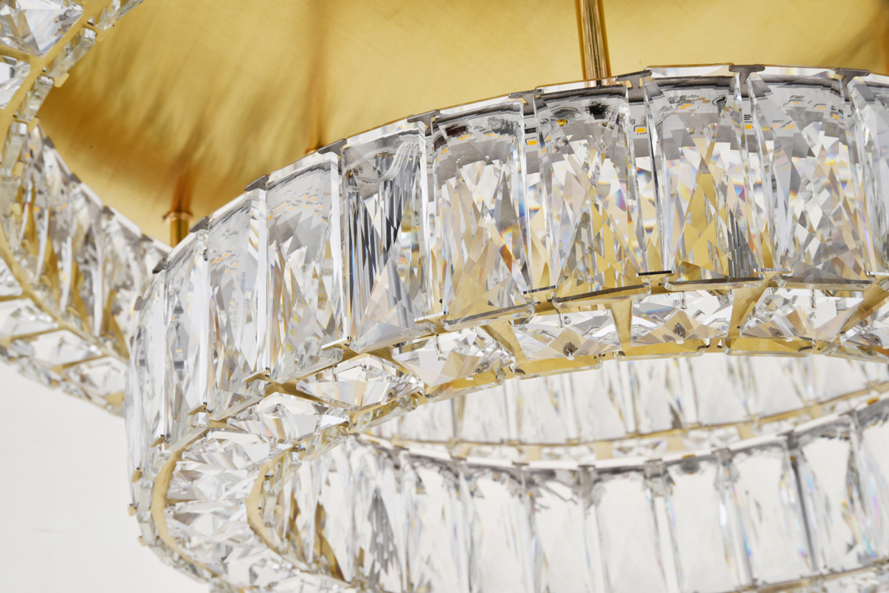 Elegant Lighting 3503F26L2G Monroe LED light gold Flush Mount Clear Royal Cut Crystal