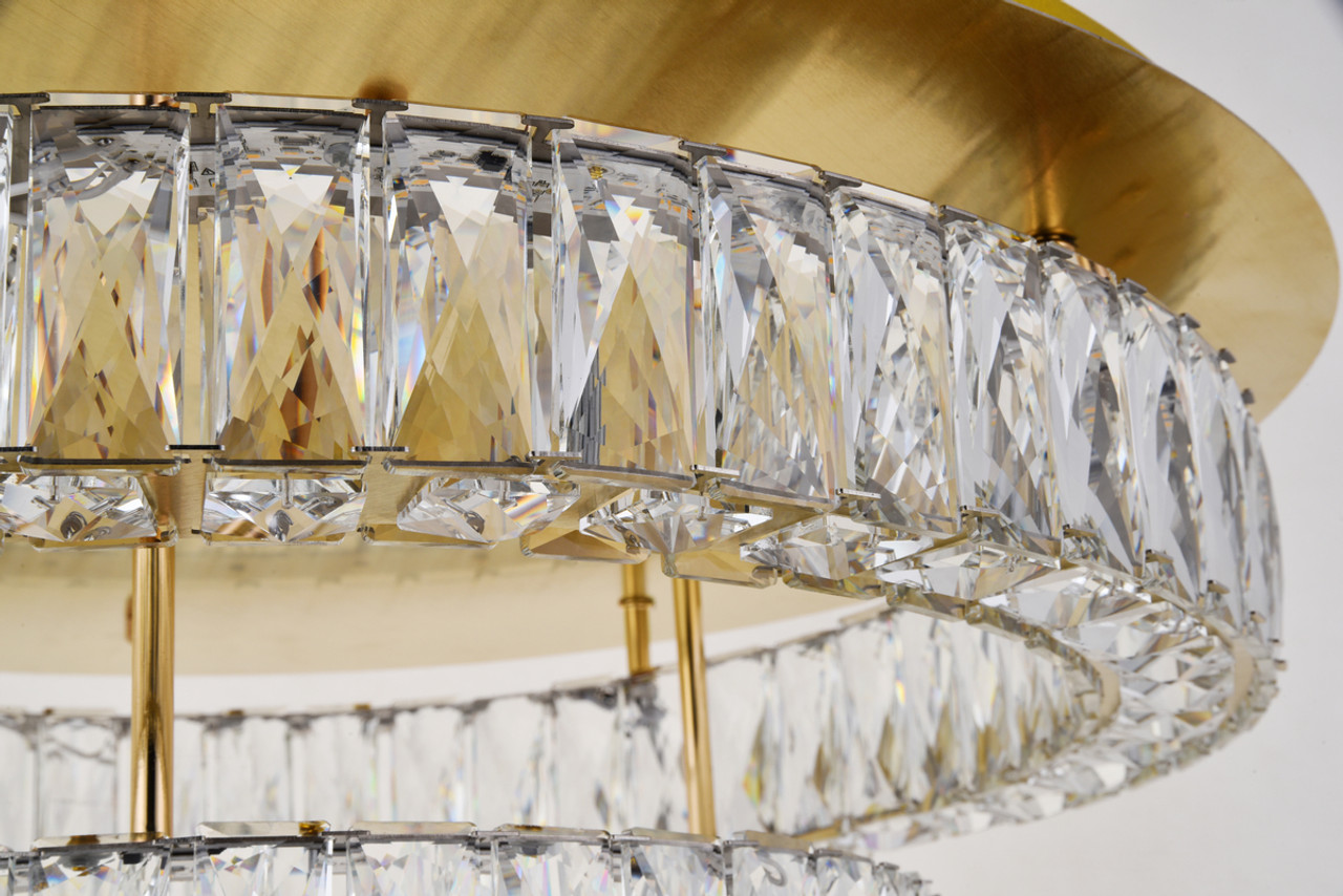 Elegant Lighting 3503F26L2G Monroe LED light gold Flush Mount Clear Royal Cut Crystal
