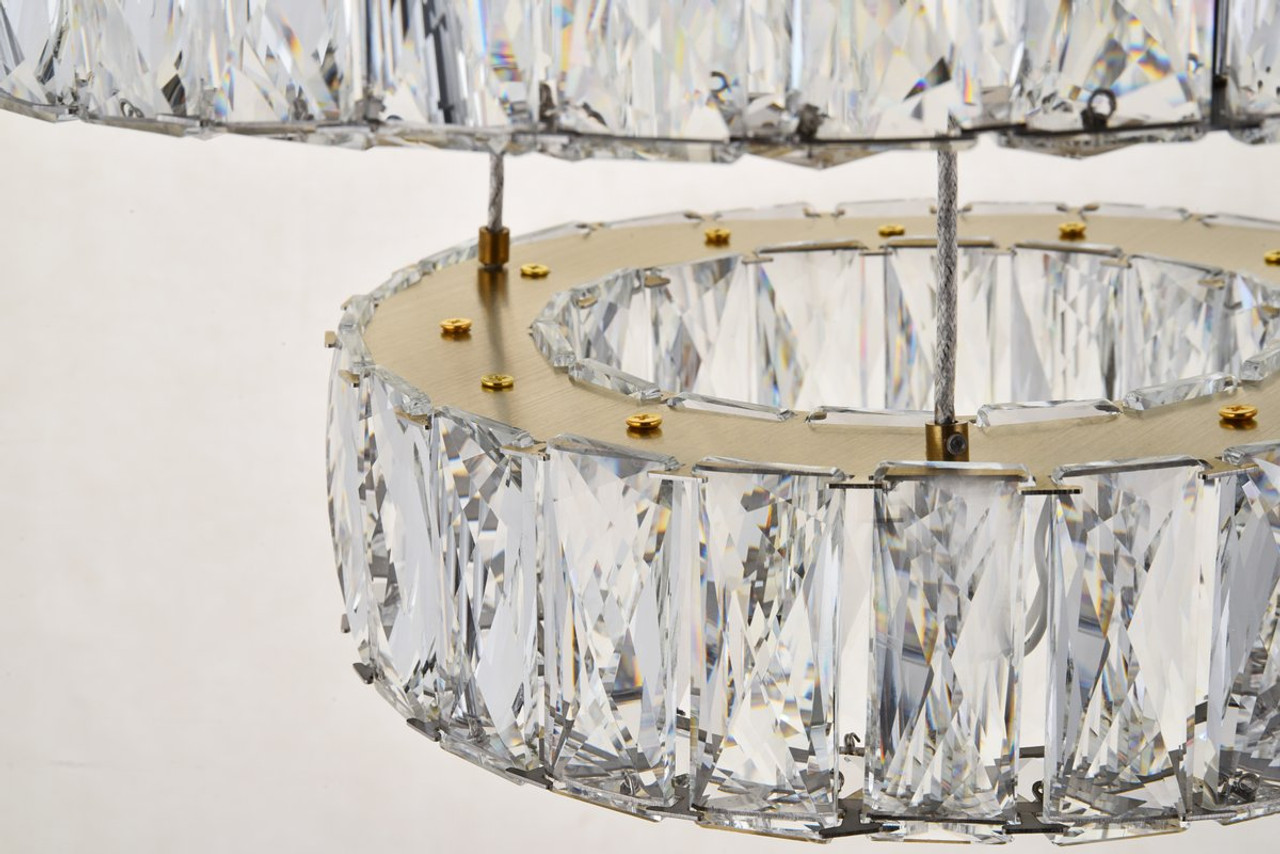 Elegant Lighting 3503G18G Monroe Integrated LED chip light gold Pendant Clear Royal Cut Crystal