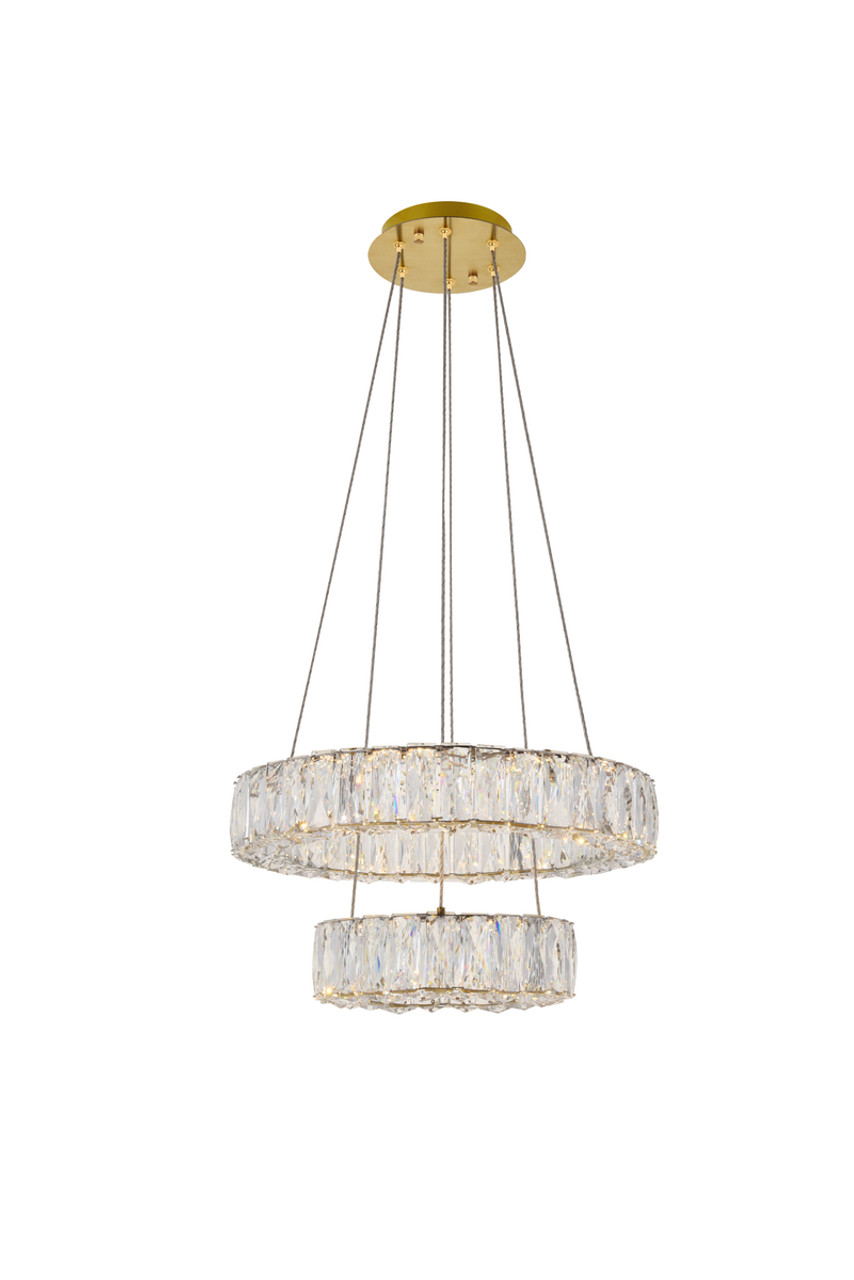 Elegant Lighting 3503G18G Monroe Integrated LED chip light gold Pendant Clear Royal Cut Crystal