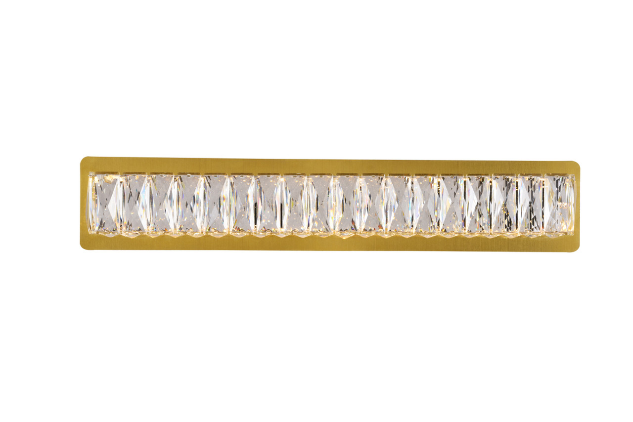 Elegant Lighting 3502W24G Monroe Integrated LED chip light gold Wall Sconce Clear Royal Cut Crystal