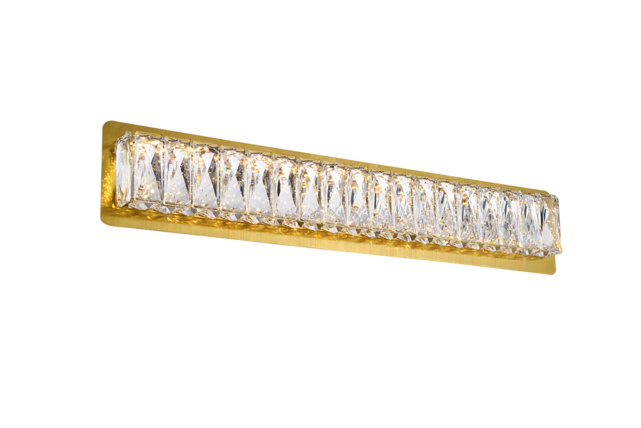 Elegant Lighting 3502W24G Monroe Integrated LED chip light gold Wall Sconce Clear Royal Cut Crystal
