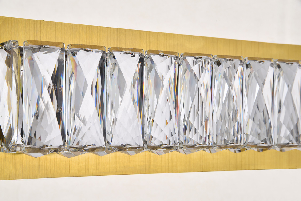 Elegant Lighting 3502W24G Monroe Integrated LED chip light gold Wall Sconce Clear Royal Cut Crystal