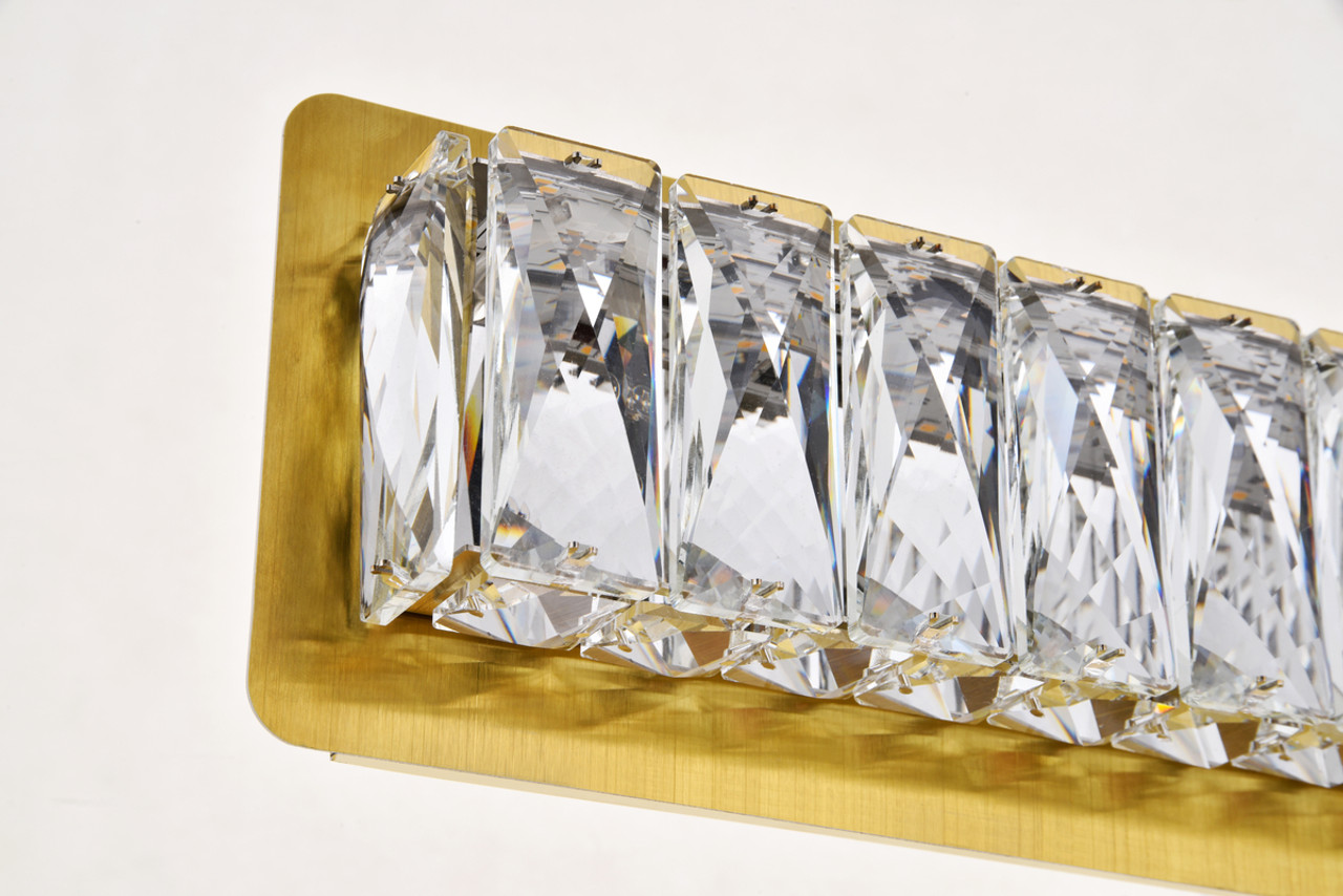 Elegant Lighting 3502W35G Monroe Integrated LED chip light gold Wall Sconce Clear Royal Cut Crystal