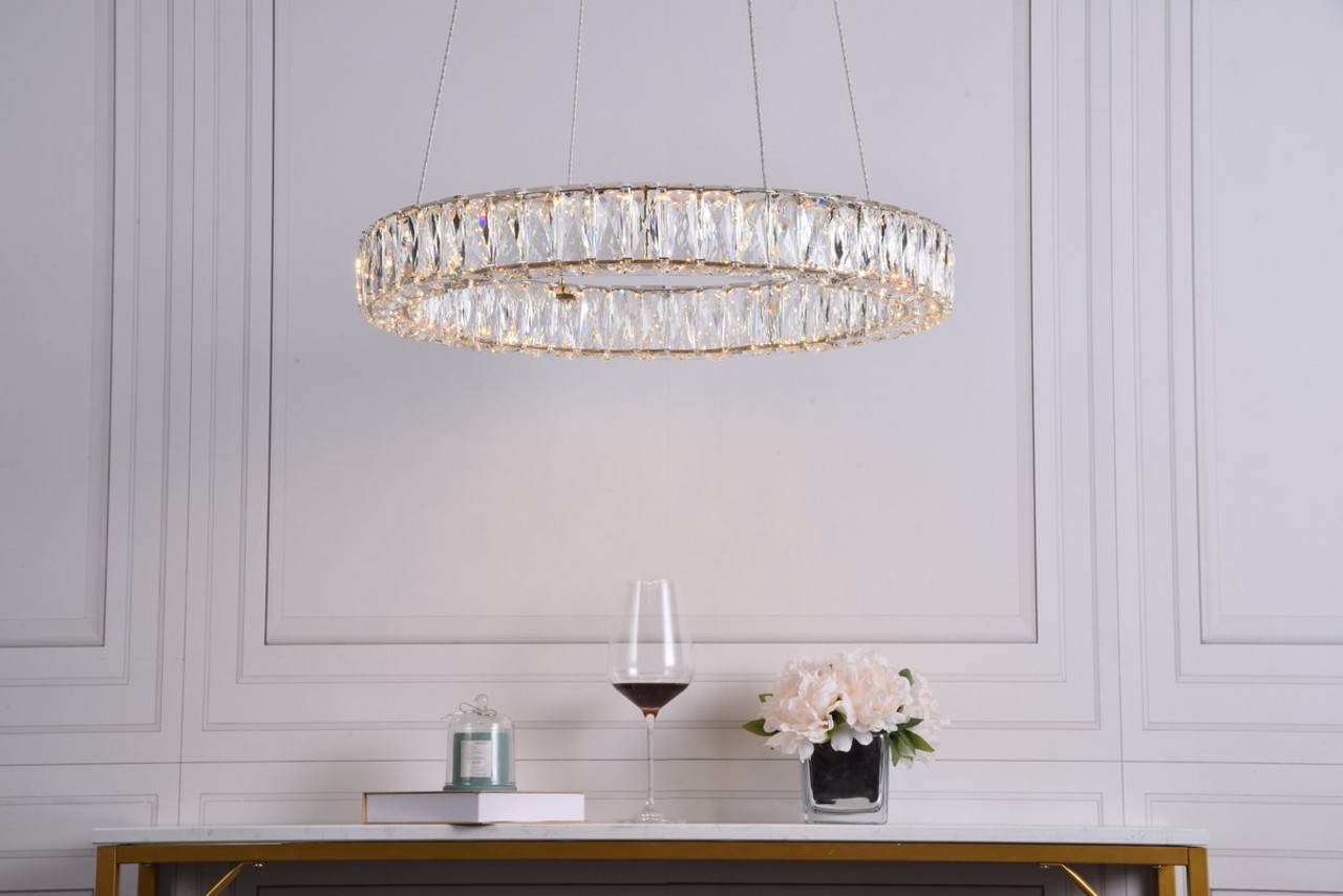 3503D23G Monroe Integrated LED chip light gold Chandelier Clear Royal Cut Crystal