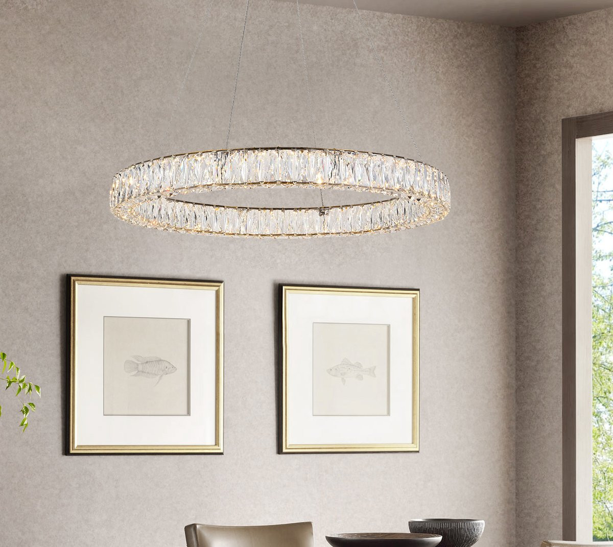 3503D31G Monroe Integrated LED chip light gold Chandelier Clear Royal Cut Crystal