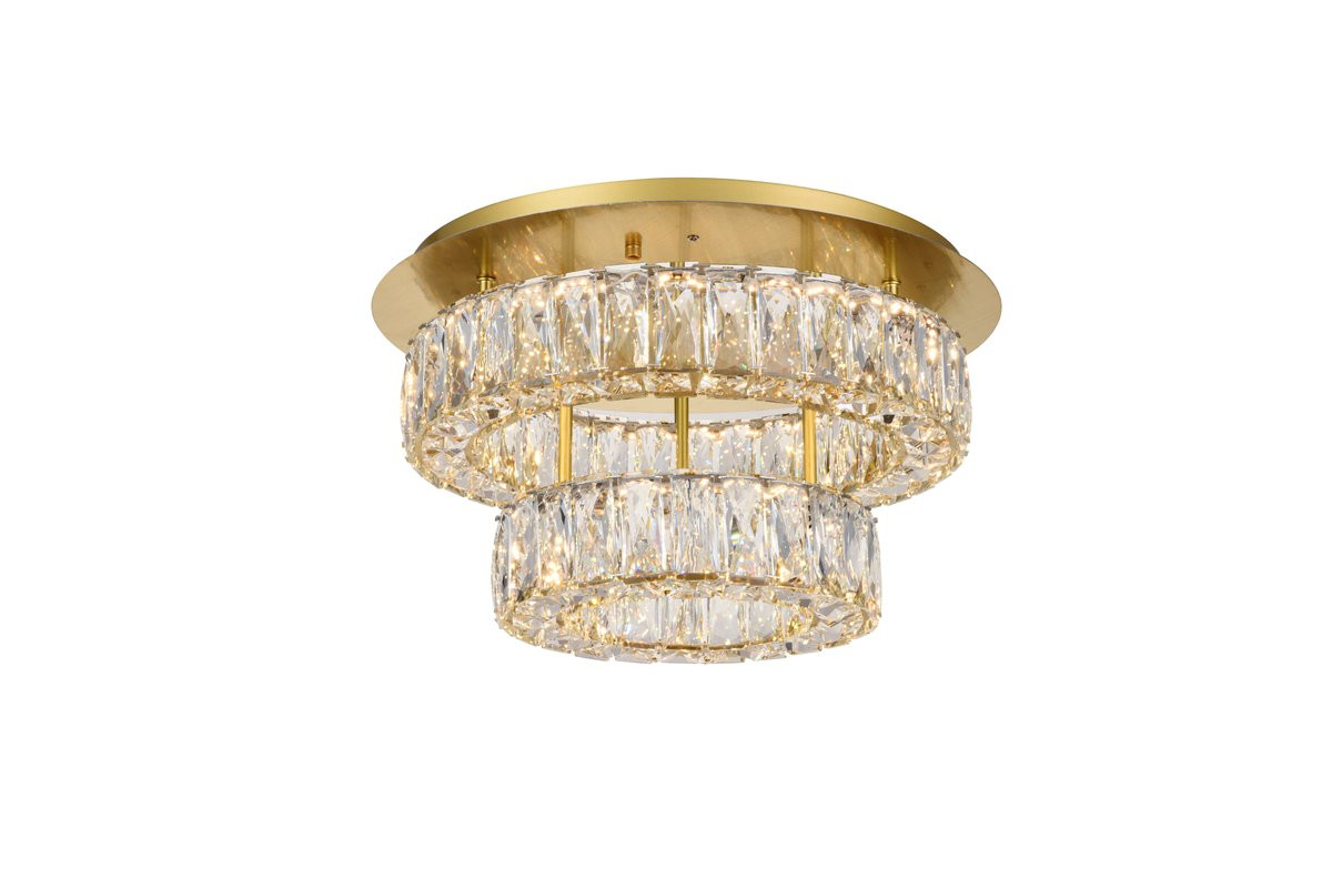 3503F18L2G Monroe LED light gold Flush Mount Clear Royal Cut Crystal