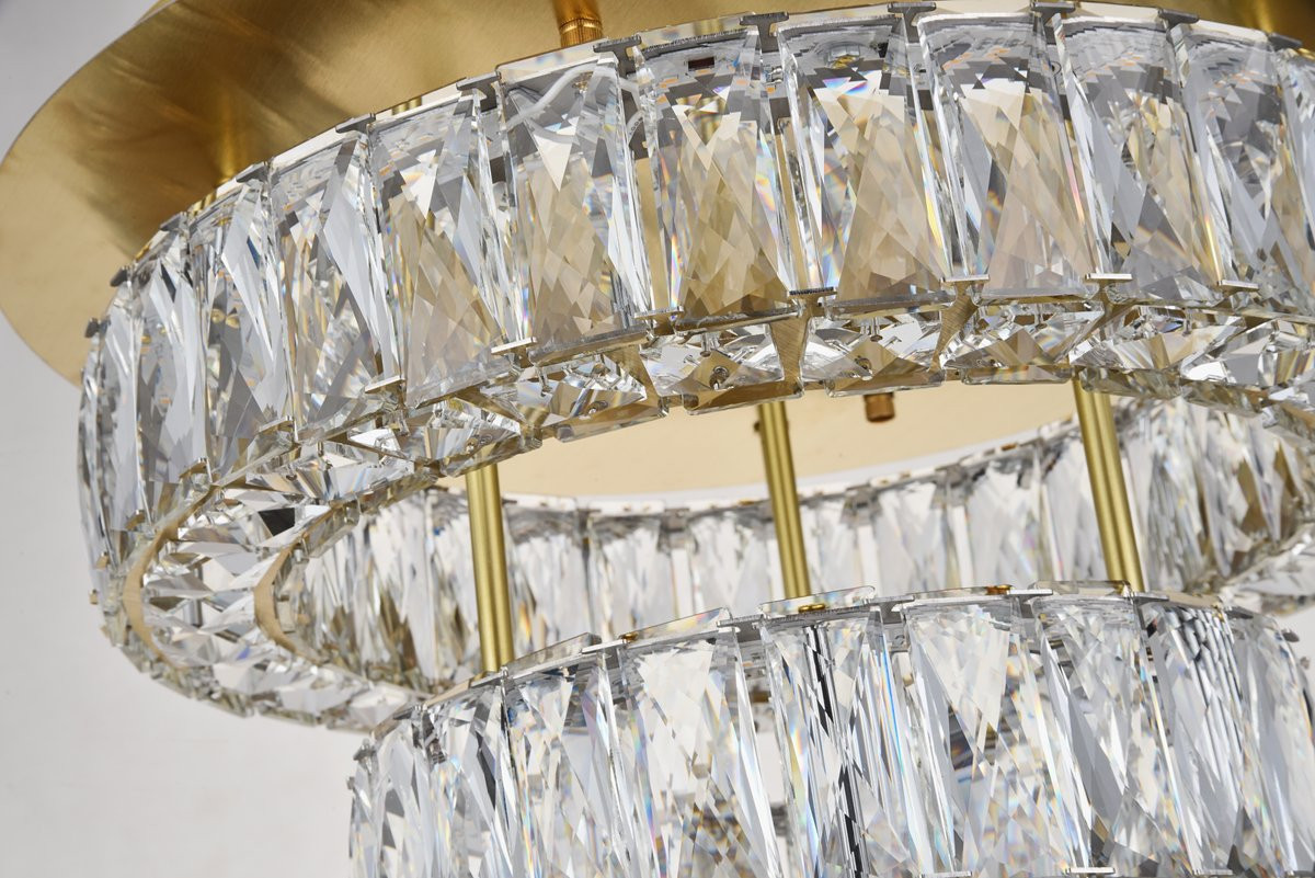 3503F18L2G Monroe LED light gold Flush Mount Clear Royal Cut Crystal
