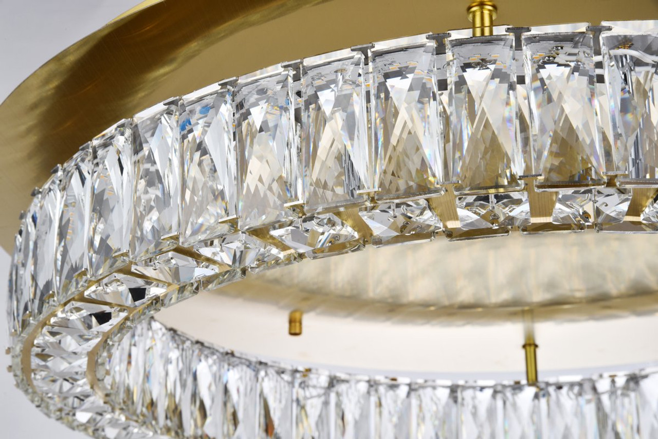 3503F26G Monroe LED light gold Flush Mount Clear Royal Cut Crystal