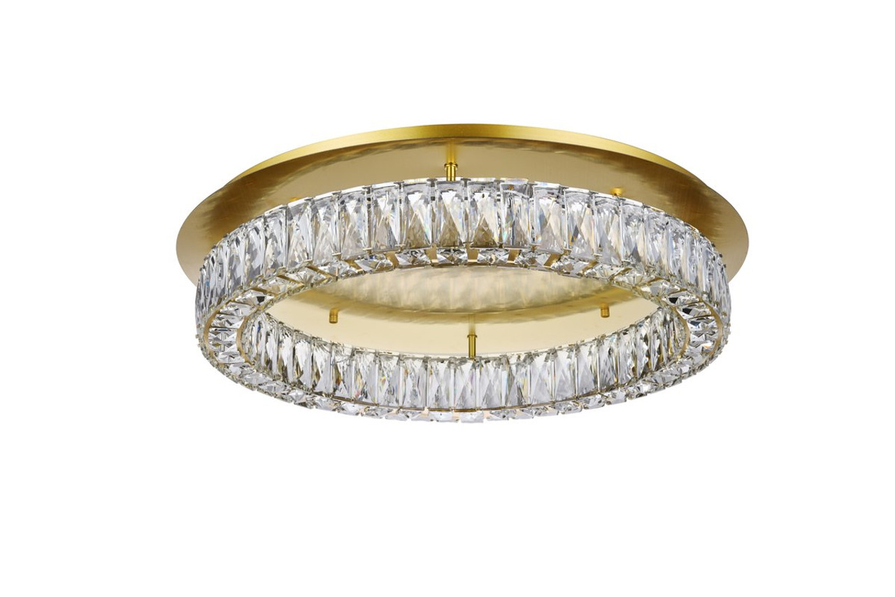 3503F26G Monroe LED light gold Flush Mount Clear Royal Cut Crystal