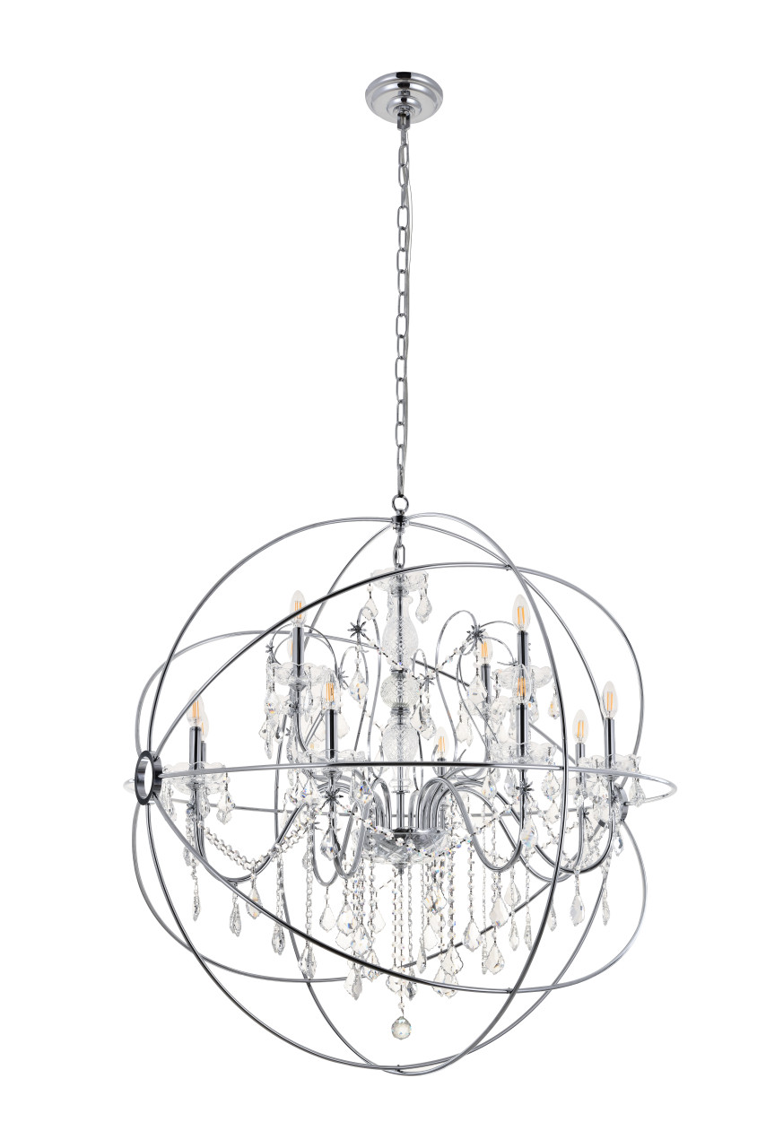 Living District LD8801D43C Cordelia 12 Light Chrome Crystal Pendant